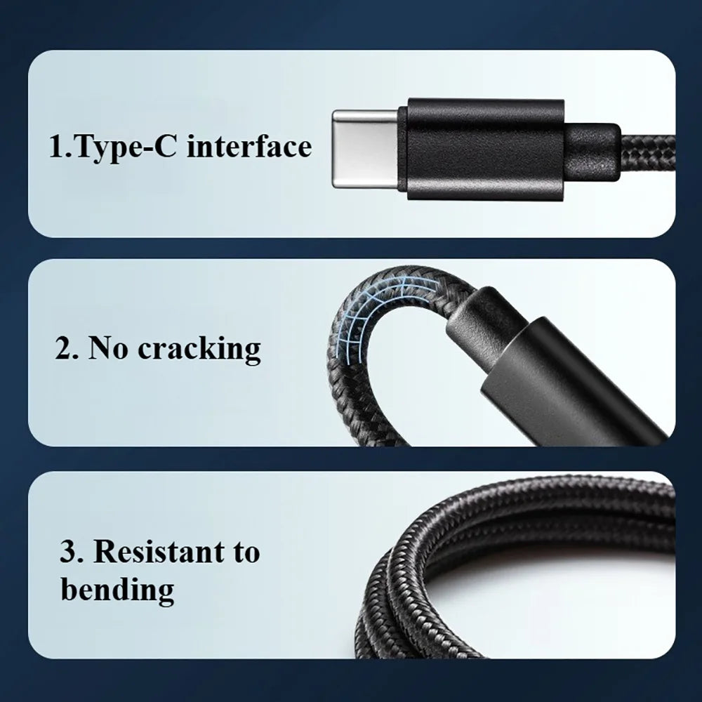 66W 5A USB C To Type C Fast Charging Data Cable USB Type C to Type-C Nylon Braided Quick Charge Charger Adapter Cable 1m 2m 3m