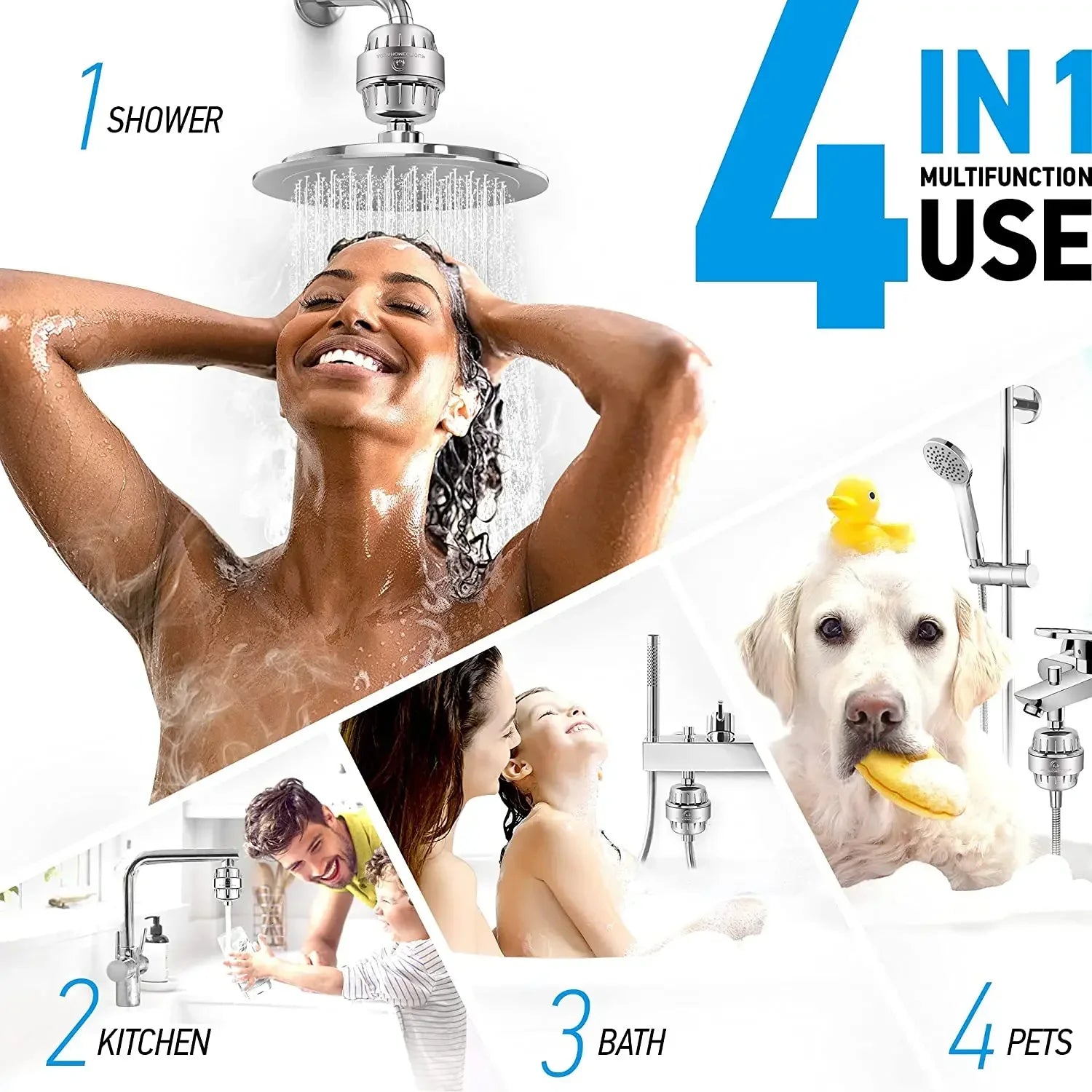 15-Stage Shower Filter for Hard Water, Removes Chlorine & Heavy Metals, Reduces Dry Skin & Itch, for Dry Hair and Skin Care