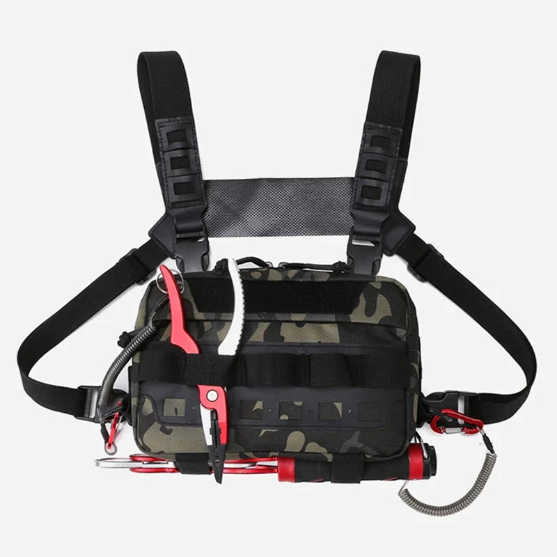 Fishing Vest Bag Men's Camo Fishing Lures Utility Tackle Chest Bags Waist Pack Outdoor Mountaineering Camping Hiking Hunting