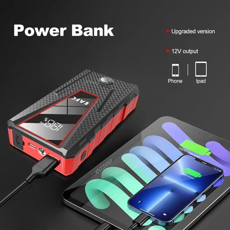 Car Jump Starter 1200A Wireless Charger Power Bank for 12V Car Emergency Starter  For Petrol 4.0L Diesel 2.0L