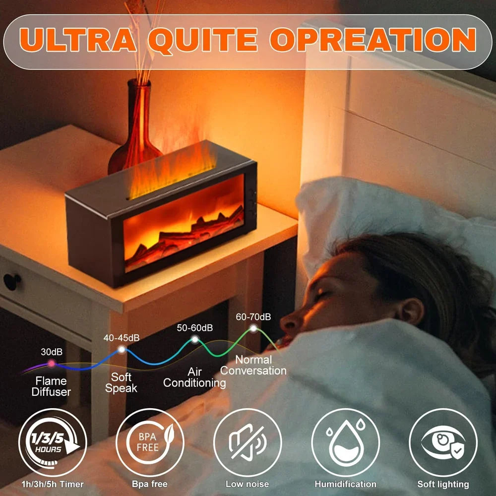 Upgraded 300ml Fireplace Diffuser Essential Oil 7 Colorful Large Flame Fire Humidifier Changing Aroma Diffuser for Aromatherapy