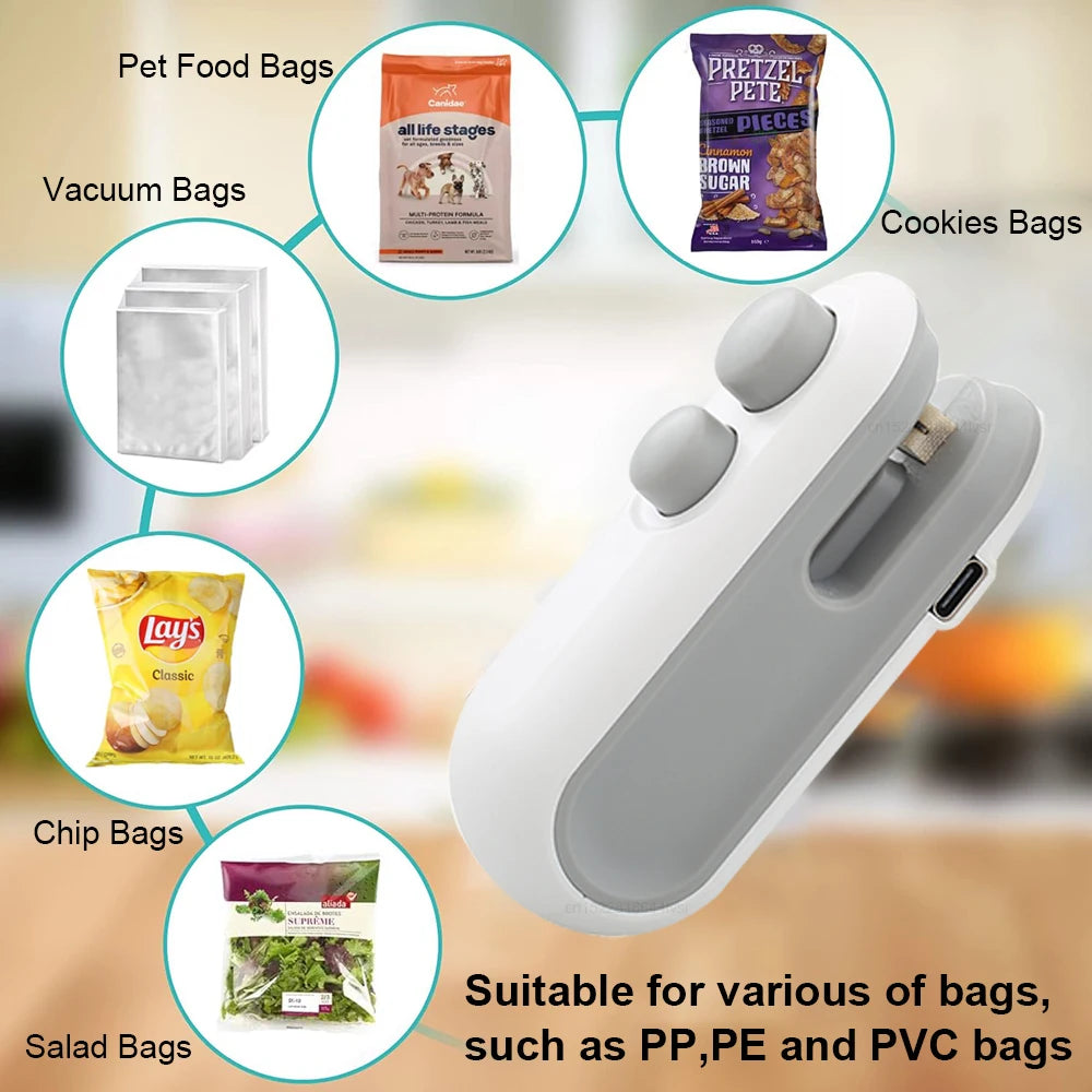 **Mini Portable Bag Sealer | Handheld Heat Sealer for Food, Snacks & Plastic Packaging**  (86 characters)