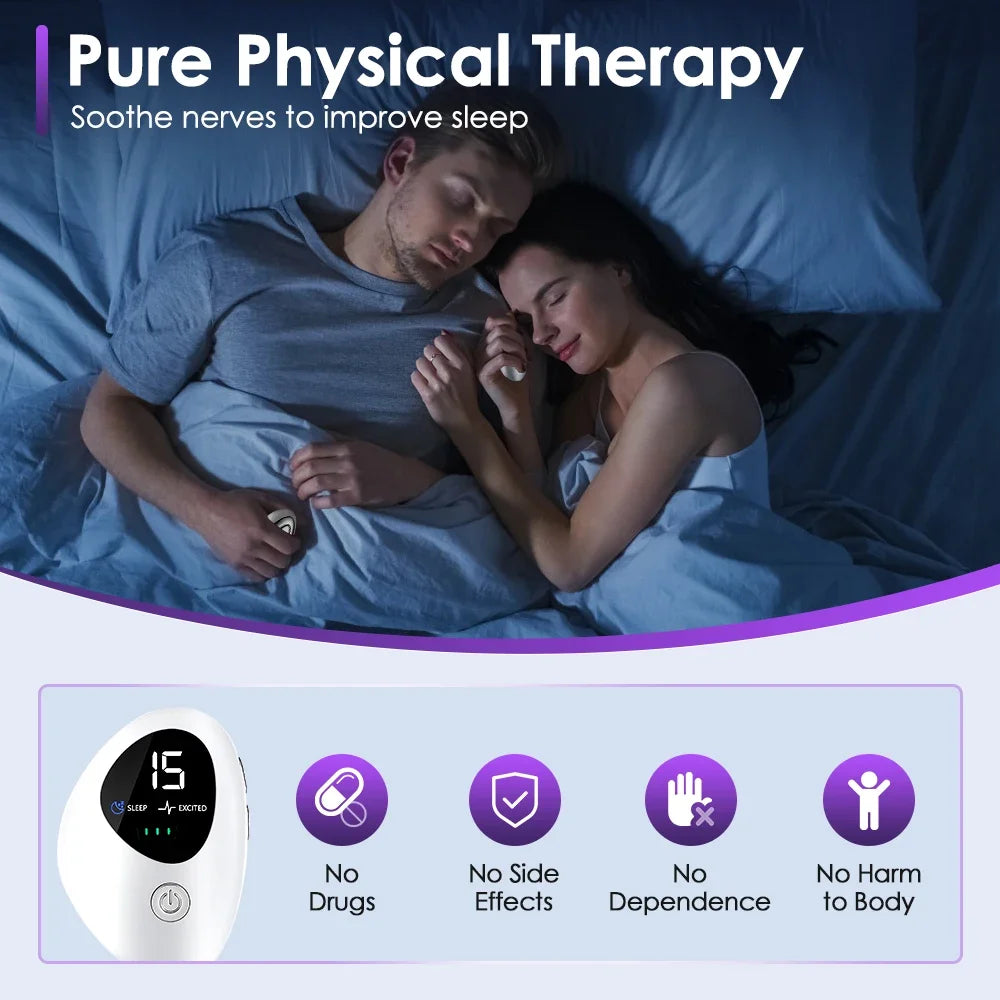 Microcurrent Sleep Aid Device CES Palm 15 Level Pluse Stimulation Massager Sleep Instrument for Insomnia Stress Anxiety Relief