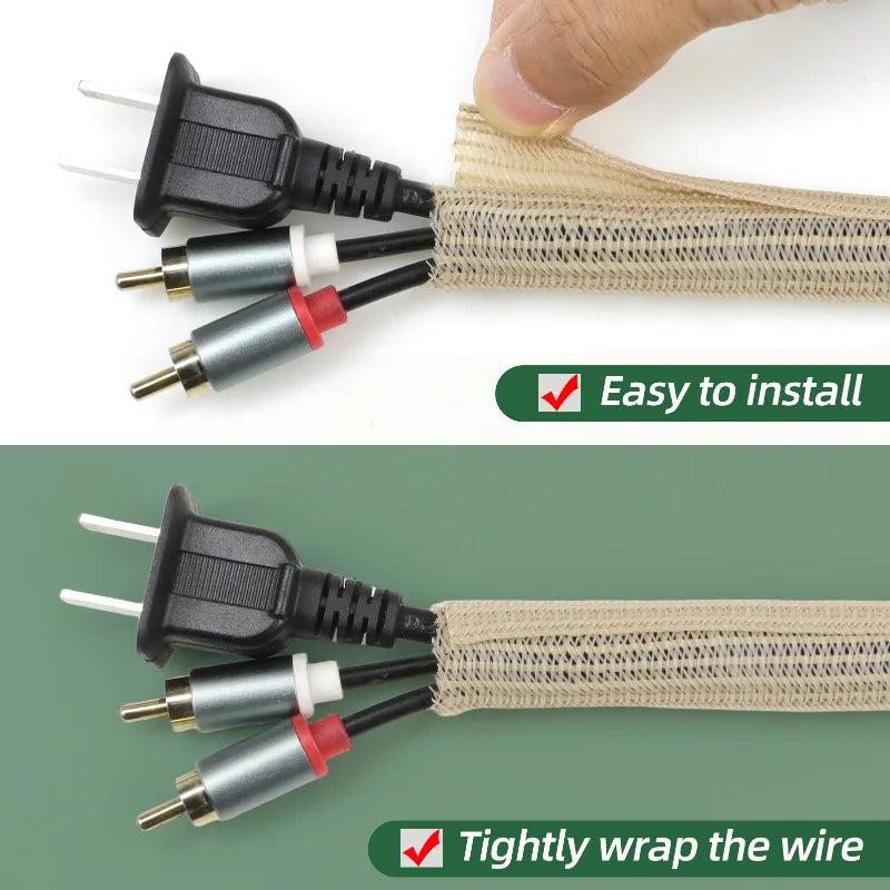 3/8M PET Braided Self-Closed Cable Sleeve Dia 3mm ~ 32mm Sheath High Protection Wear Resistant Insulated Sleeving Wire Organizer