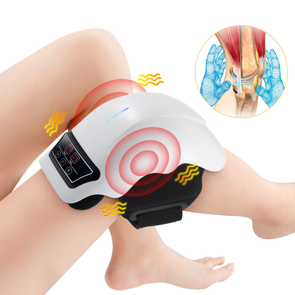 Electric Knee Massage Pad 3 Levels Wireless  3D Airbag Hot Compress Vibration Massager with Red Light Knee Massage Health Care