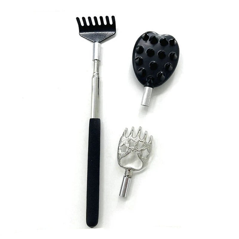 Itchy Scratch Retractable Back Gripper Double-Sided with 3 Detachable Gripper Heads Metal Claw/Rake for Hard-to-Reach Areas