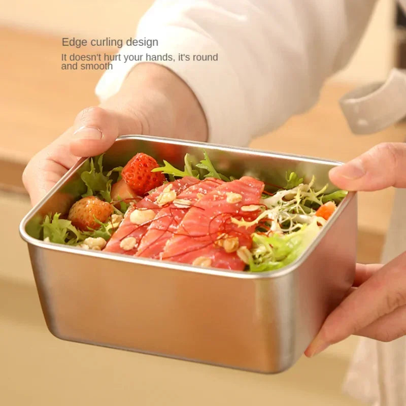 Thickened Stainless Steel Fresh Box Sealed Leak-proof Picnic Bento Box Portable Multi-purpose Lunch Box With Lid Storage Box