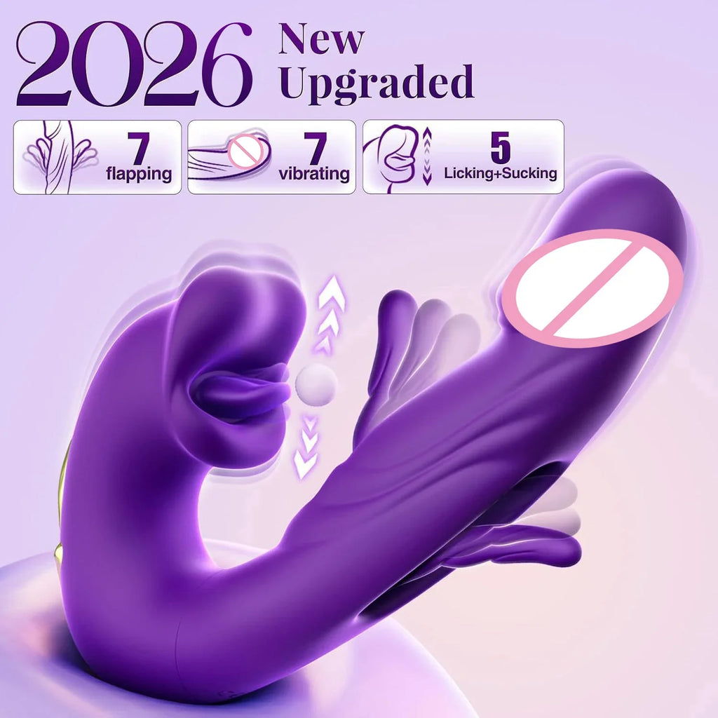3In1 Telescopic Flapping Vibrator Waterproof G-Spot Clitoral Dual Stimulator Finger-Flapping Tongue Licking Women's Sex Toy