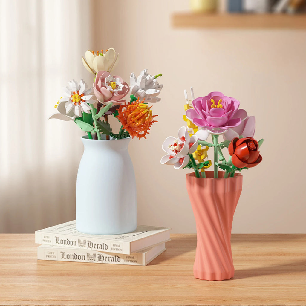 Simulation Building Blocks Flowers Eternal Bouquet Micro Brick Rose Sunflower Tulip Orchid Kid Handmade Toy Home Decor Girl Gift