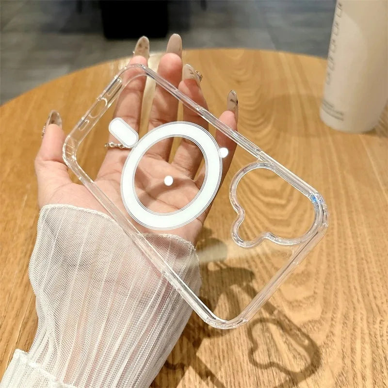 Magnetic Clear Phone Case For iPhone 17 Air 16 15 14 13 12 11 Pro Max XR Wireless Charge for Magsafe Cases Cover Anti-Yellowing