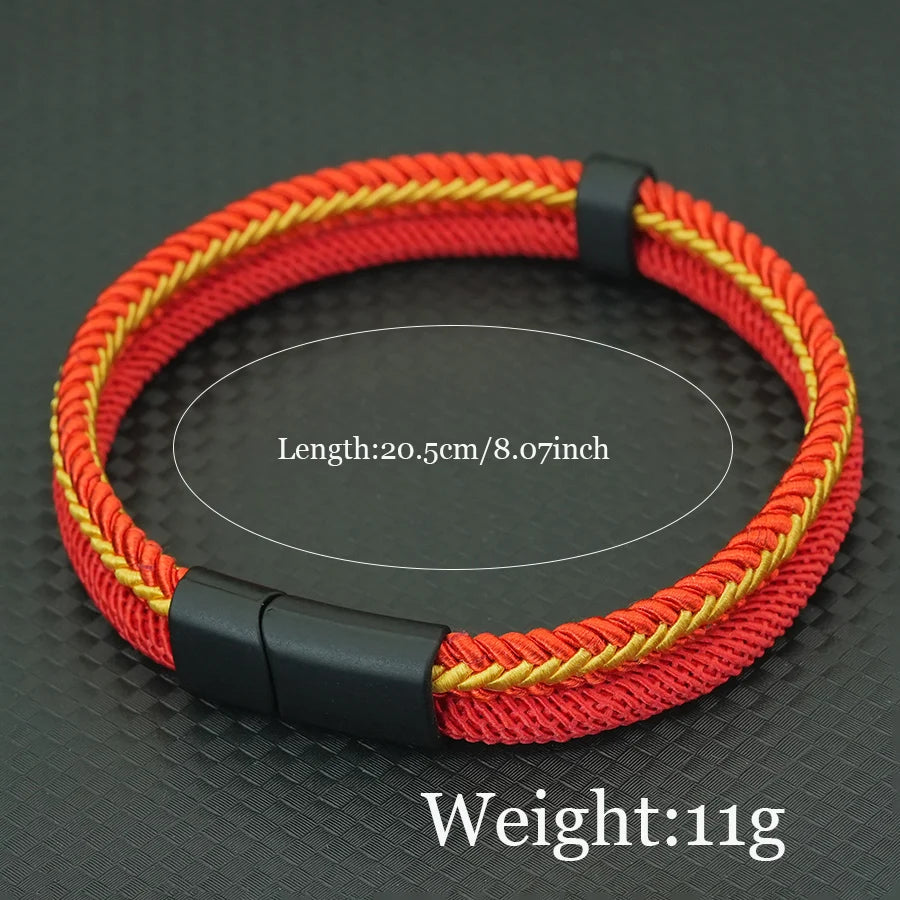 Stylish Charm Rope Bracelets for Men Wrap Braclet Double Weave Magnetic Clasp Outdoor Camping Braslets for Him