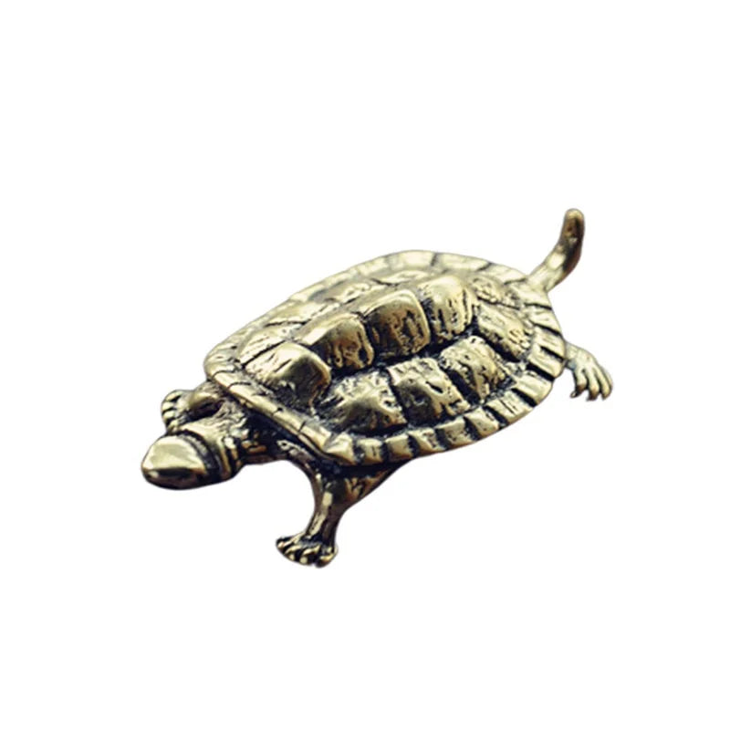 Retro Brass Tortoise Ornament Statue Metal Animal Sculpture Home Office Decoration Ornament Tea Pet Crafts